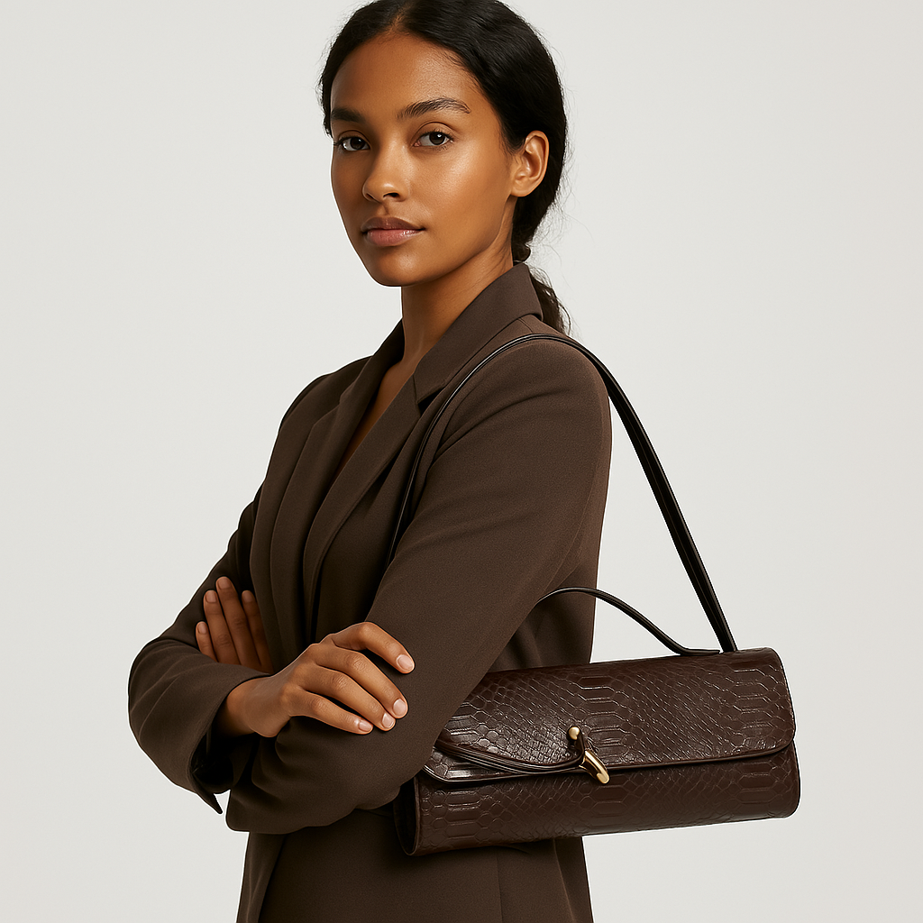 Clair Crocodile Clutch - Vegan Leather Handbag