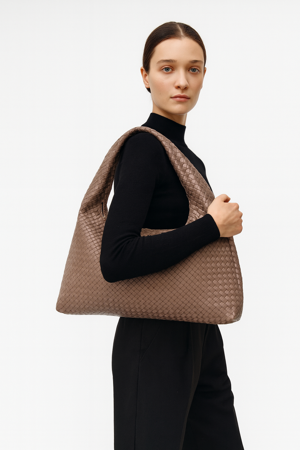 Ivy Vegan Leather Woven Handbag