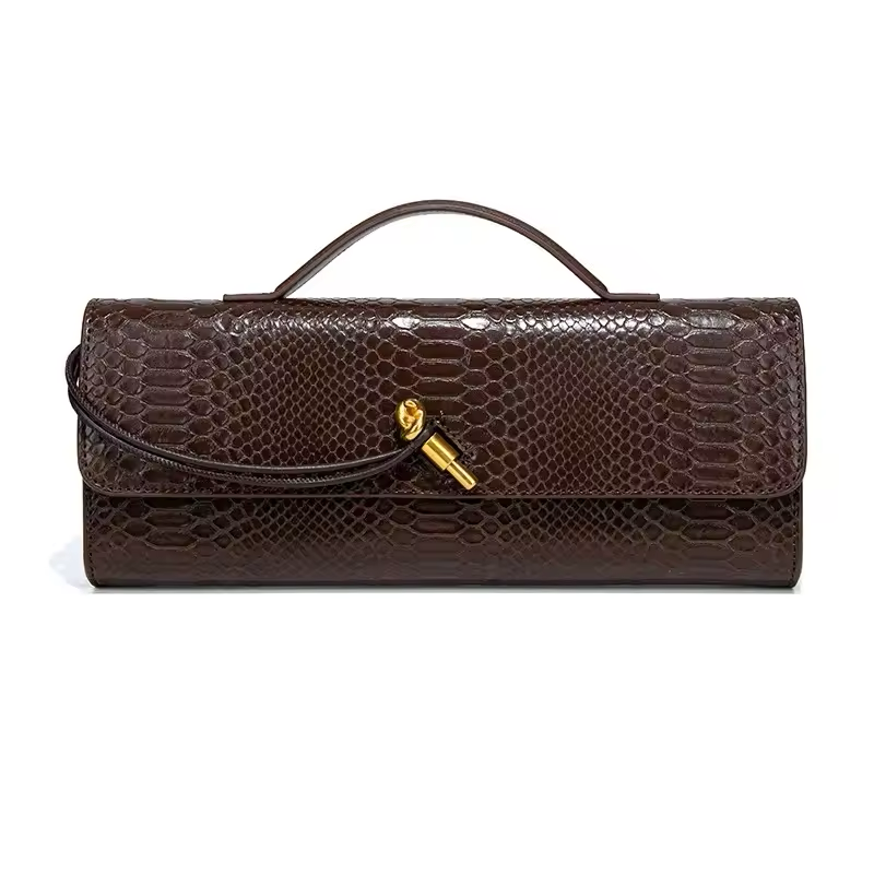 Clair Crocodile Clutch - Vegan Leather Handbag