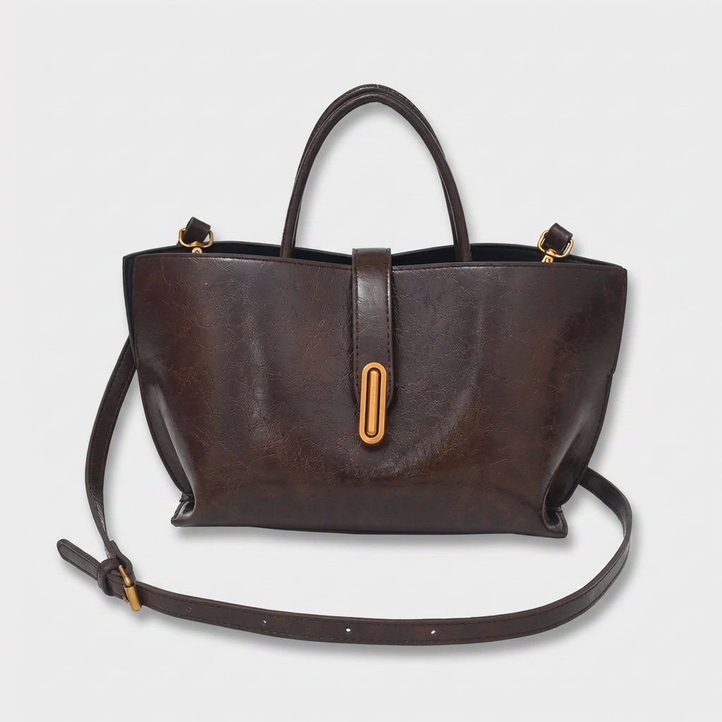 Adèle Vegan Leather Bucket Bag – Shoulder Handbag