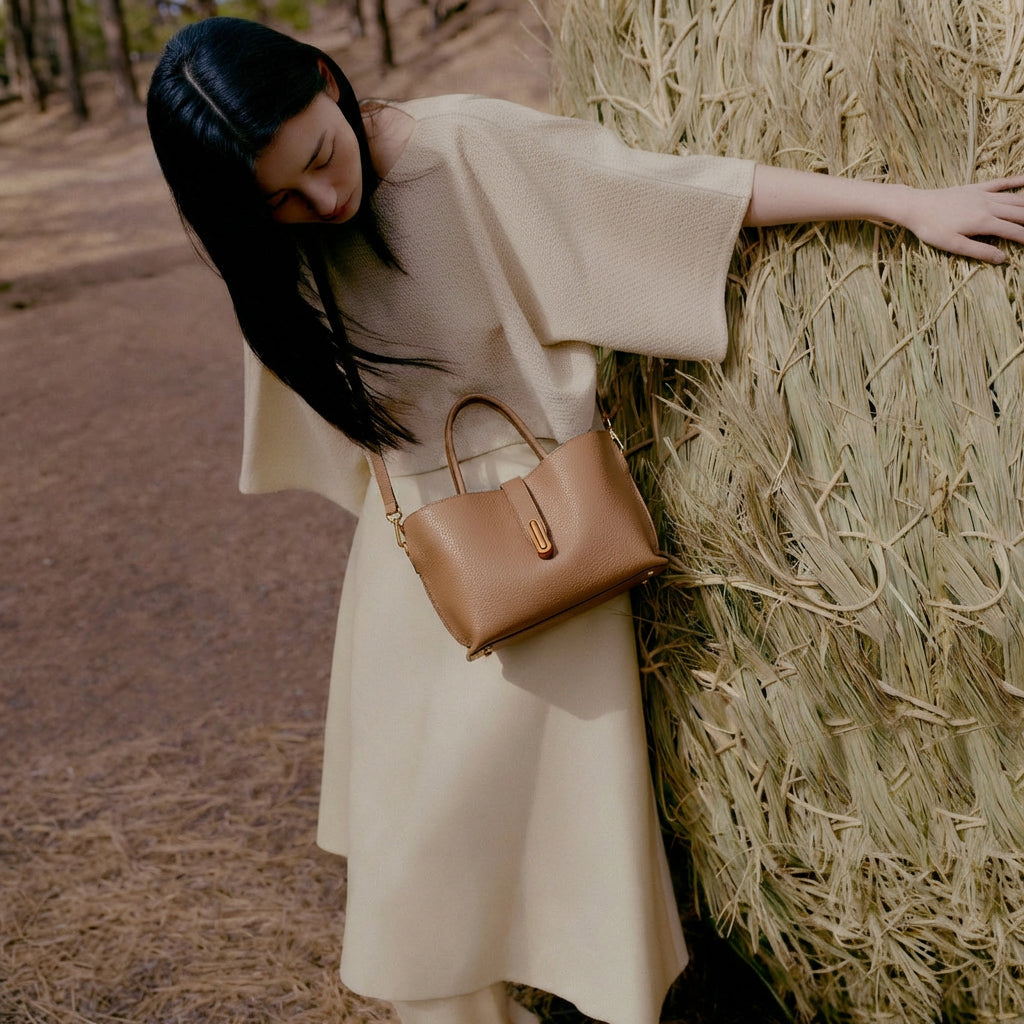 Adèle Vegan Leather Bucket Bag – Shoulder Handbag