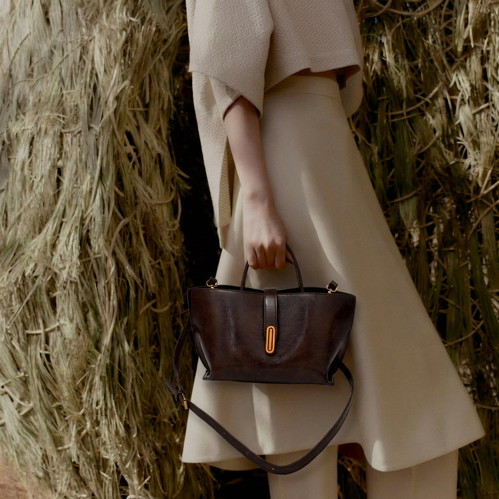 Adèle Vegan Leather Bucket Bag – Shoulder Handbag
